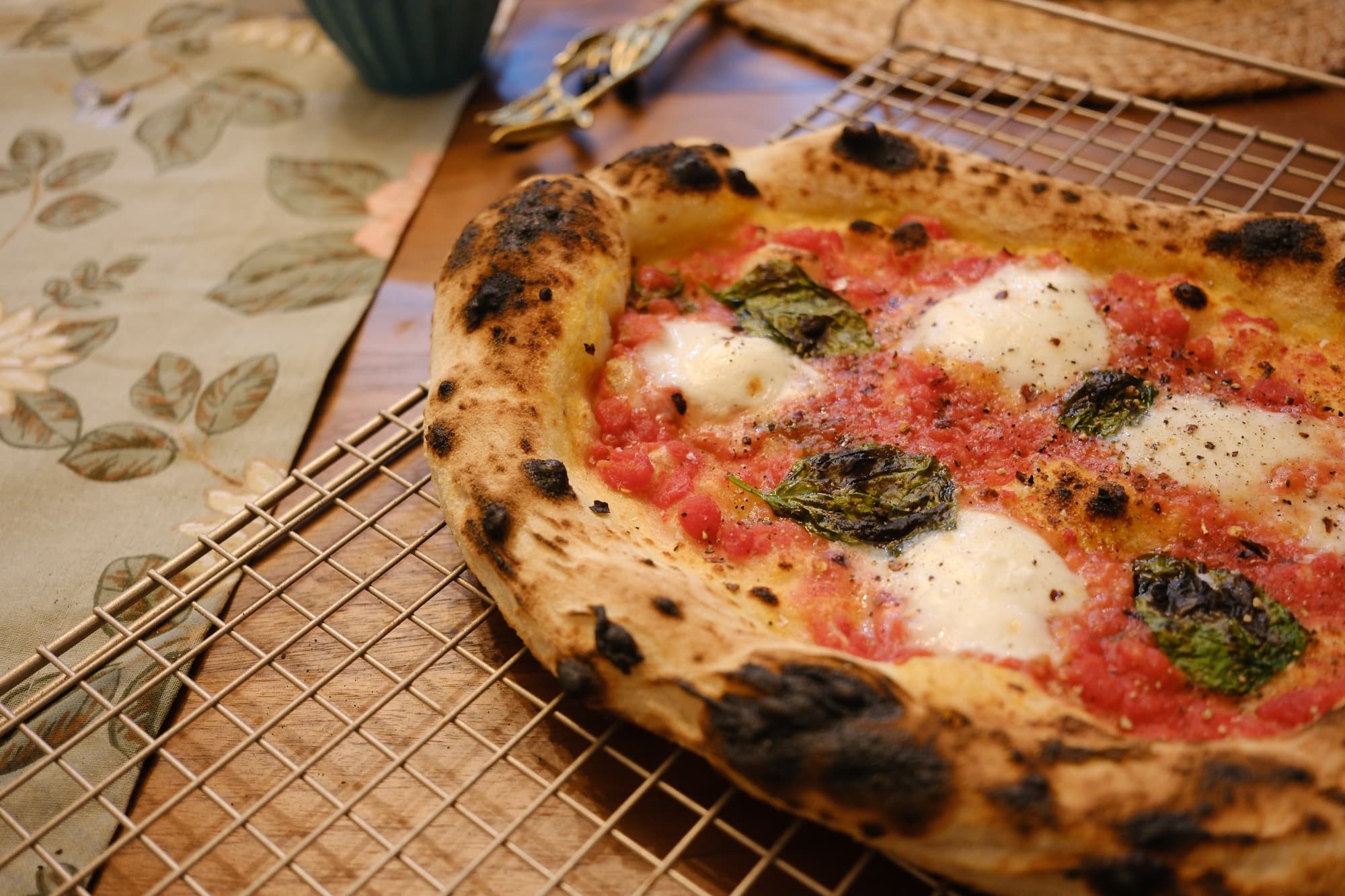 Neapolitan pizza fresh from the oven